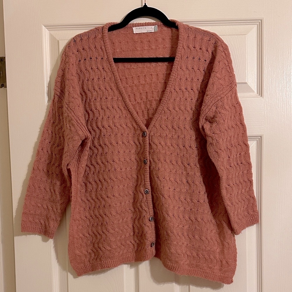 Lightweight Dusty Rose Knit Cardigan